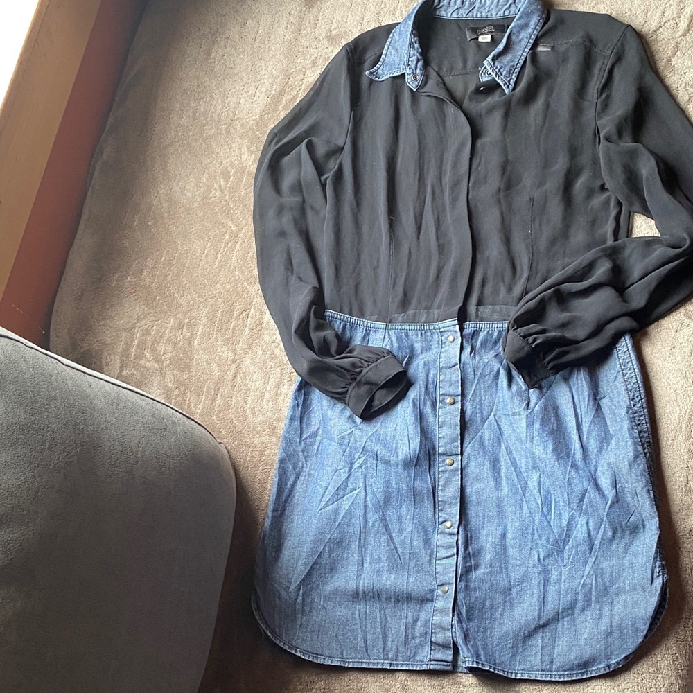 Diesel Black Sheer and Denim Dress